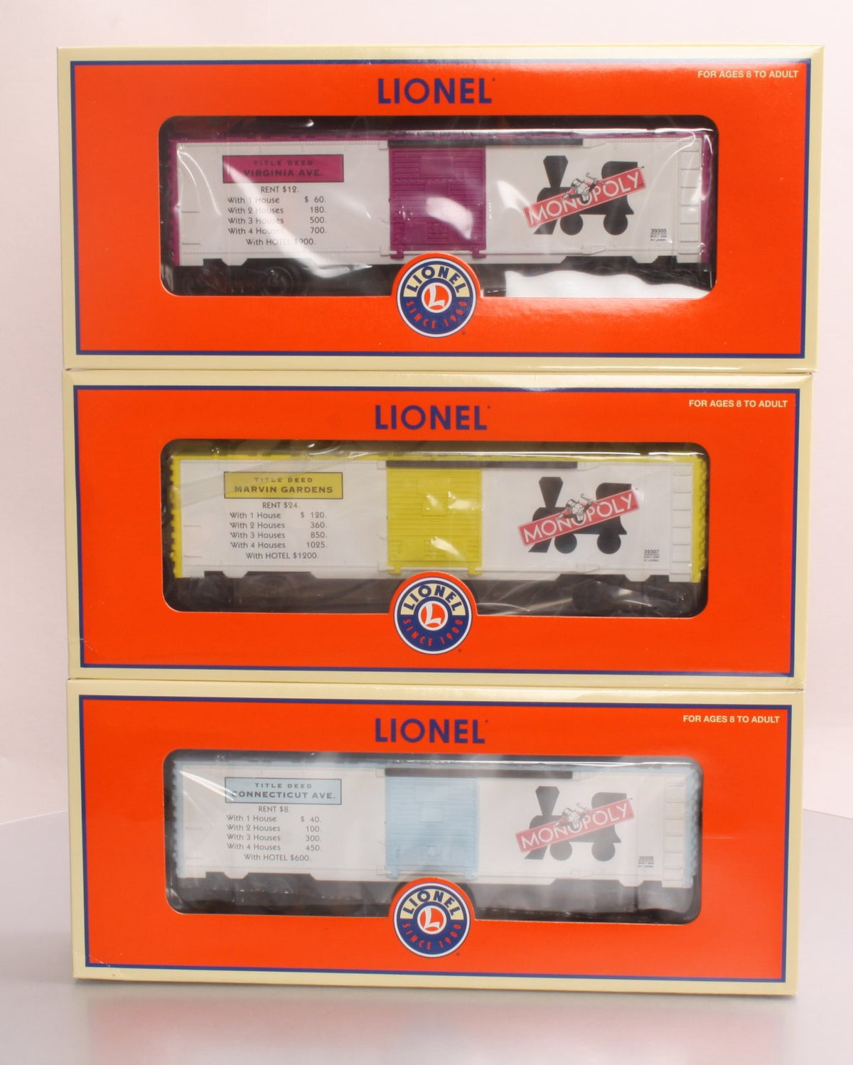 Lionel 6-39298 O Monopoly Boxcar Set #2 NIB