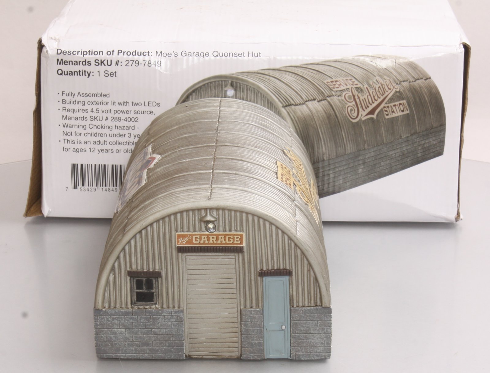 Menards 279-7849 O Gauge Moe's Garage Quonset Hut Assembled VG/Box