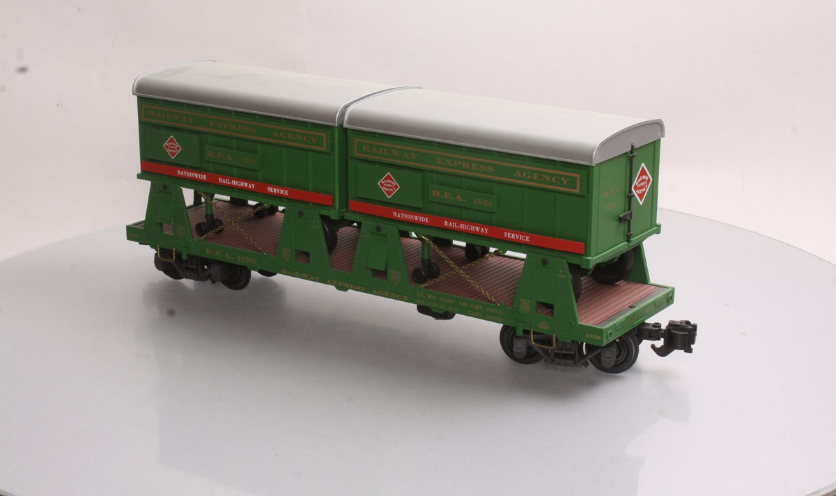 REA REA-46501 G Scale Piggyback Flat Car w/2 Trailers LN/Box