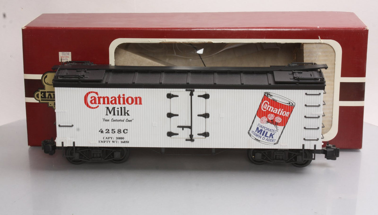 Delton 4258C G Scale Carnation Milk Reefer Car #4258C LN/Box