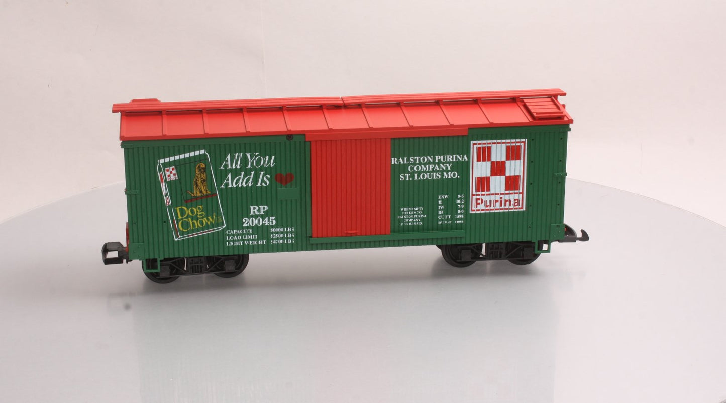 USA Trains 20045 G Purina Dog Chow Boxcar- Plastic Wheels LN/Box