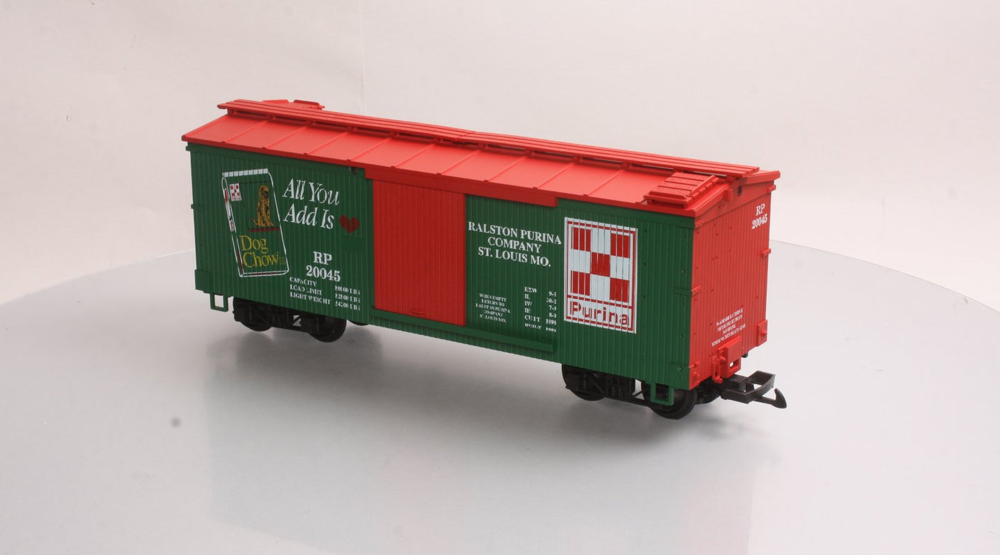 USA Trains 20045 G Purina Dog Chow Boxcar- Plastic Wheels LN/Box