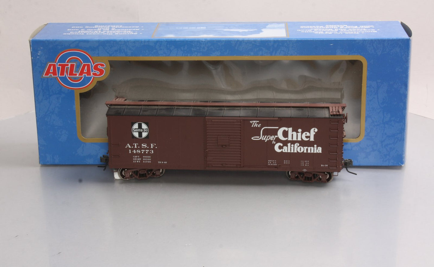 Atlas 7491-2 O Scale Santa Fe (ATSF) Steel Re-Built USRA Box Car #148773  2-Rail LN/Box