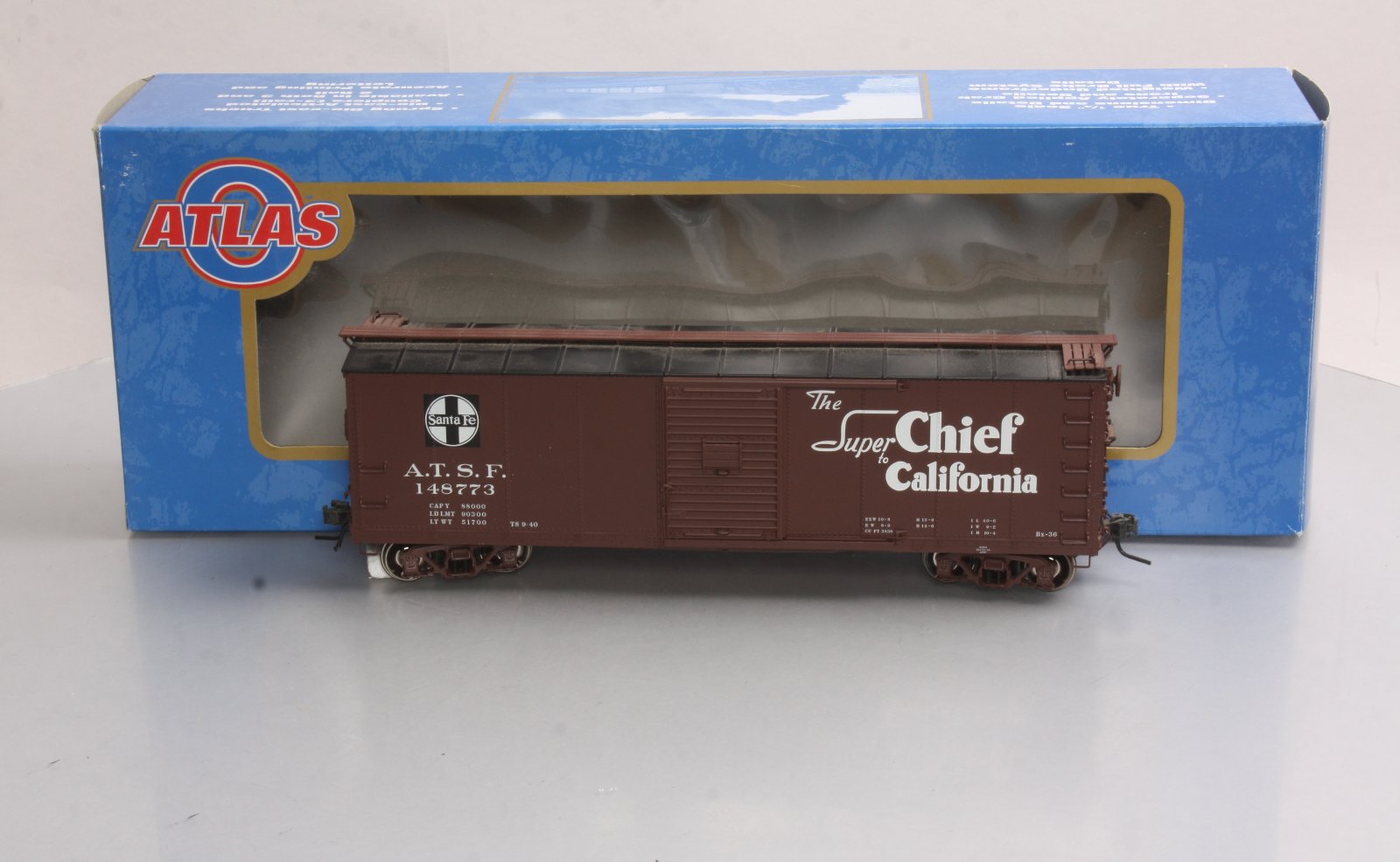 Atlas 7491-2 O Scale Santa Fe (ATSF) Steel Re-Built USRA Box Car #148773  2-Rail LN/Box