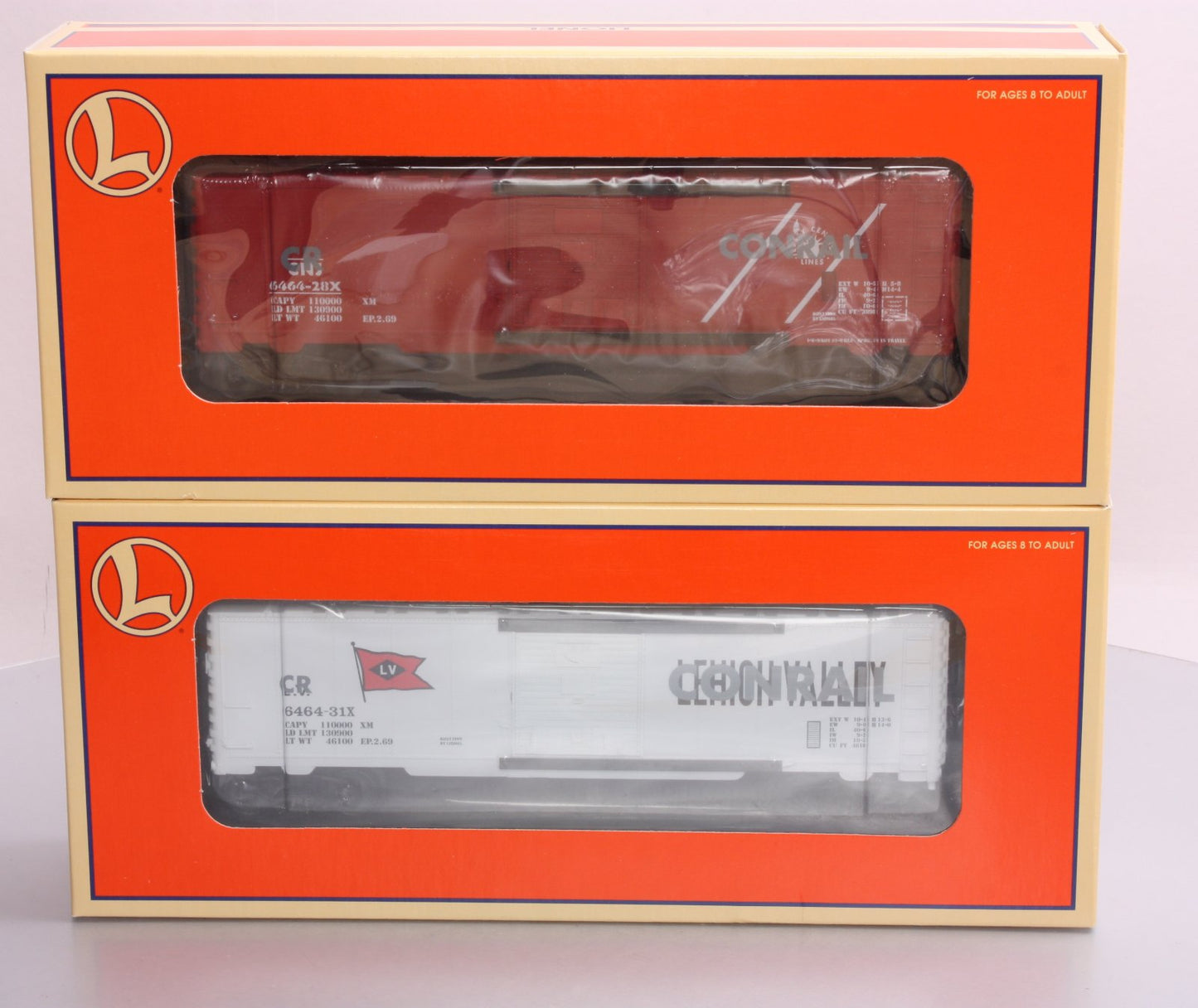 Lionel 6-29281 O CNJ & LV Overstamped Boxcars (Pack of 2) NIB