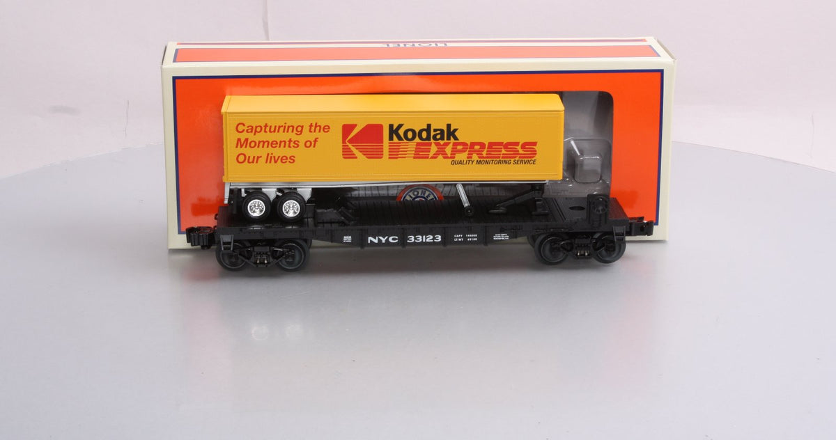 Lionel 6-58538 O Gauge LOTS New York Central Flatcar w/ Kodak Express Trailer NIB