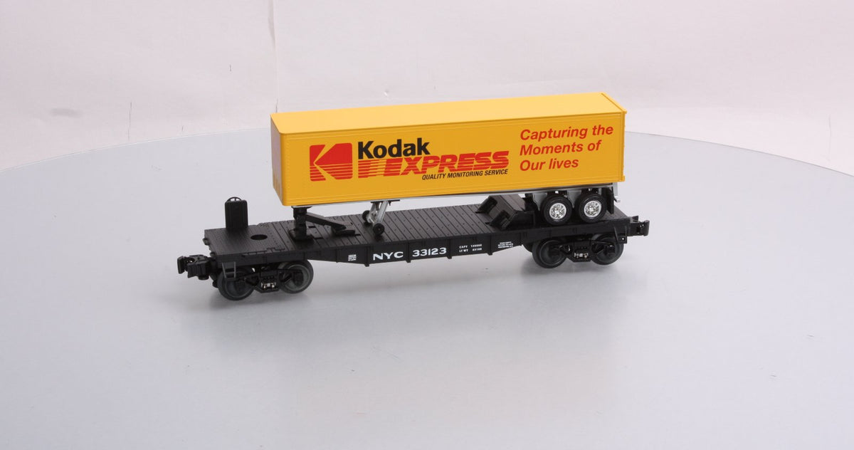 Lionel 6-58538 O Gauge LOTS New York Central Flatcar w/ Kodak Express Trailer NIB