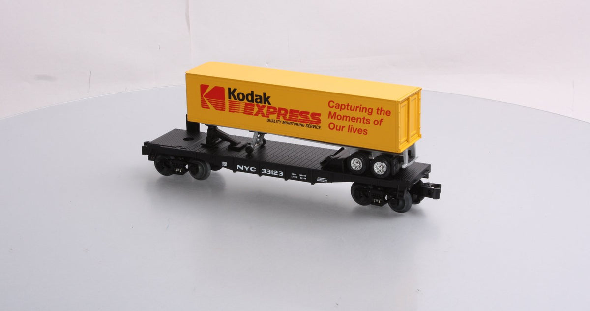 Lionel 6-58538 O Gauge LOTS New York Central Flatcar w/ Kodak Express Trailer NIB