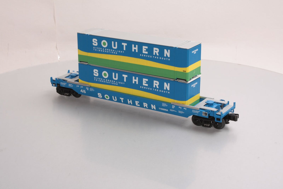 MTH 30-76138 O Gauge Southern Husky Stack Car #1195004 w/ Container Load LN