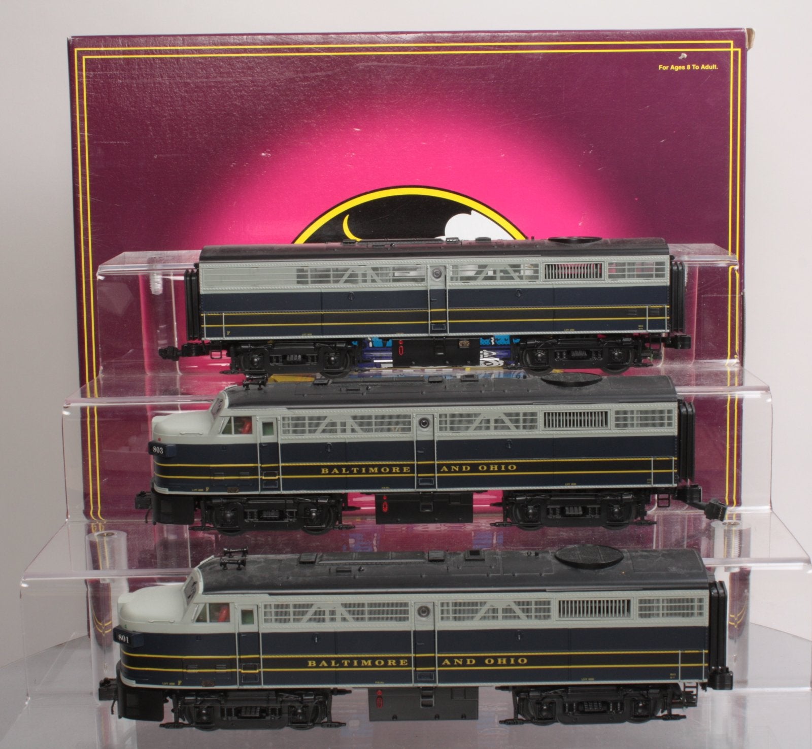 MTH 20-2650-1 O Gauge B&O FA-2 ABA Diesel Engine Set #801/803/801X w PS2 EX/Box