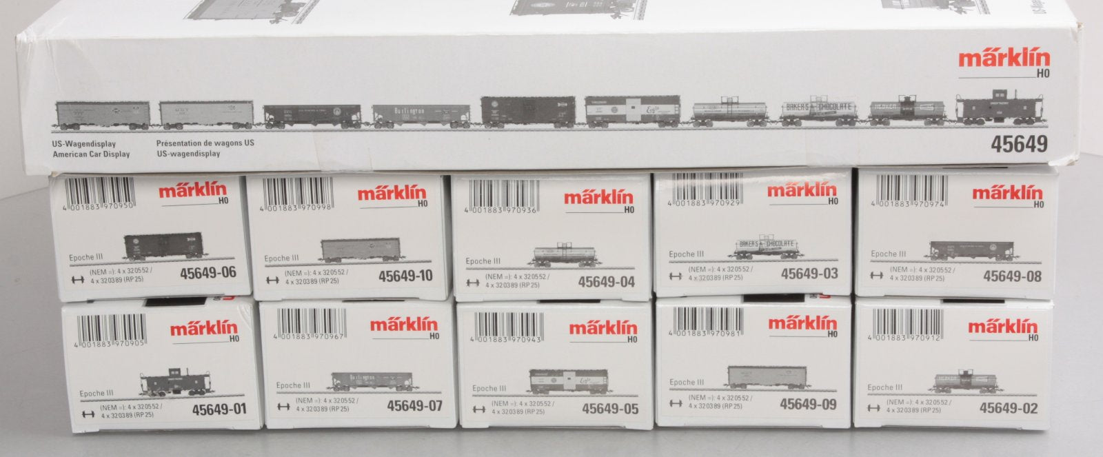 Marklin 45649 American Car Display (Set of 10) LN/Box