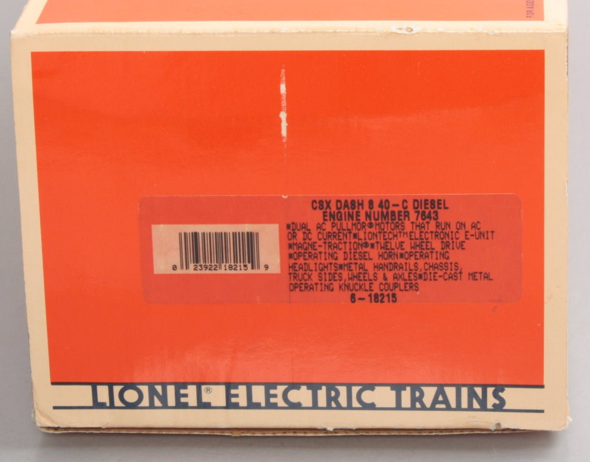 Lionel 6-18215 O Gauge CSX Dash 8 Diesel Engine #7643 EX/Box