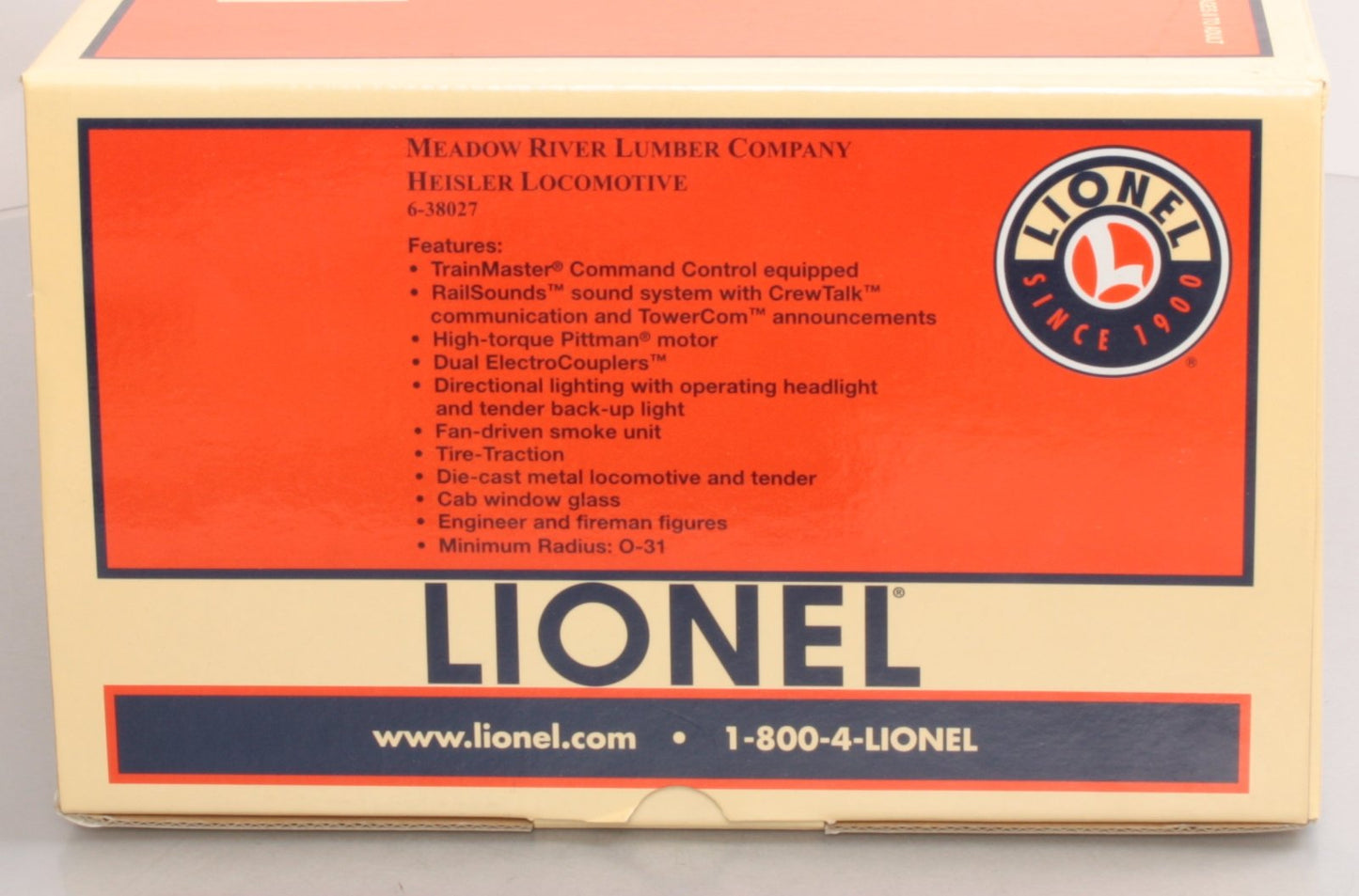 Lionel 6-38027 O Gauge Meadow River Lumber Company Heisler Loco & Tender #6 LN/Box