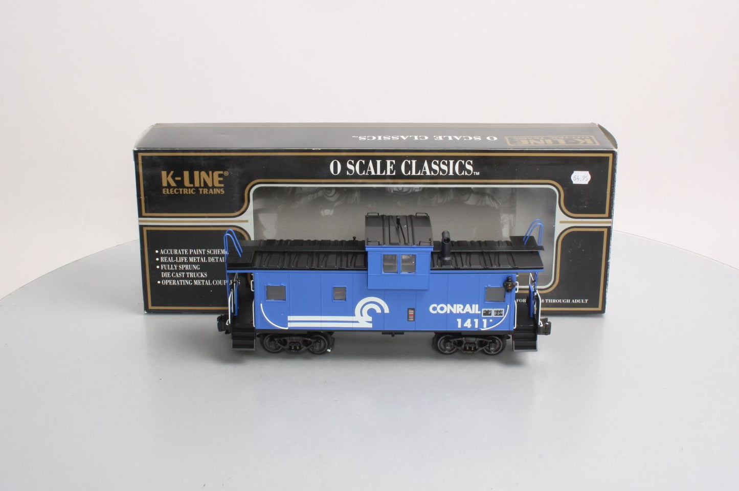 K-Line K613-1411 O Gauge Conrail Bay Window Illuminated Caboose #1411 LN/Box