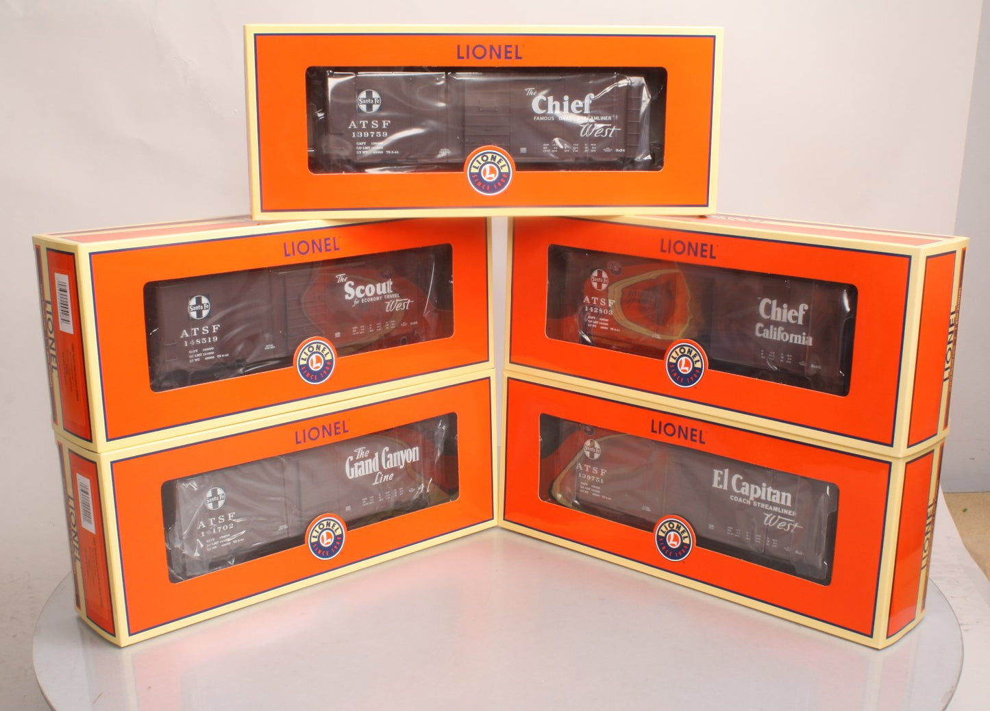 Lionel 6-81605 Santa Fe Map & Slogan 5 Car PS-1 Boxcar Set LN/Box