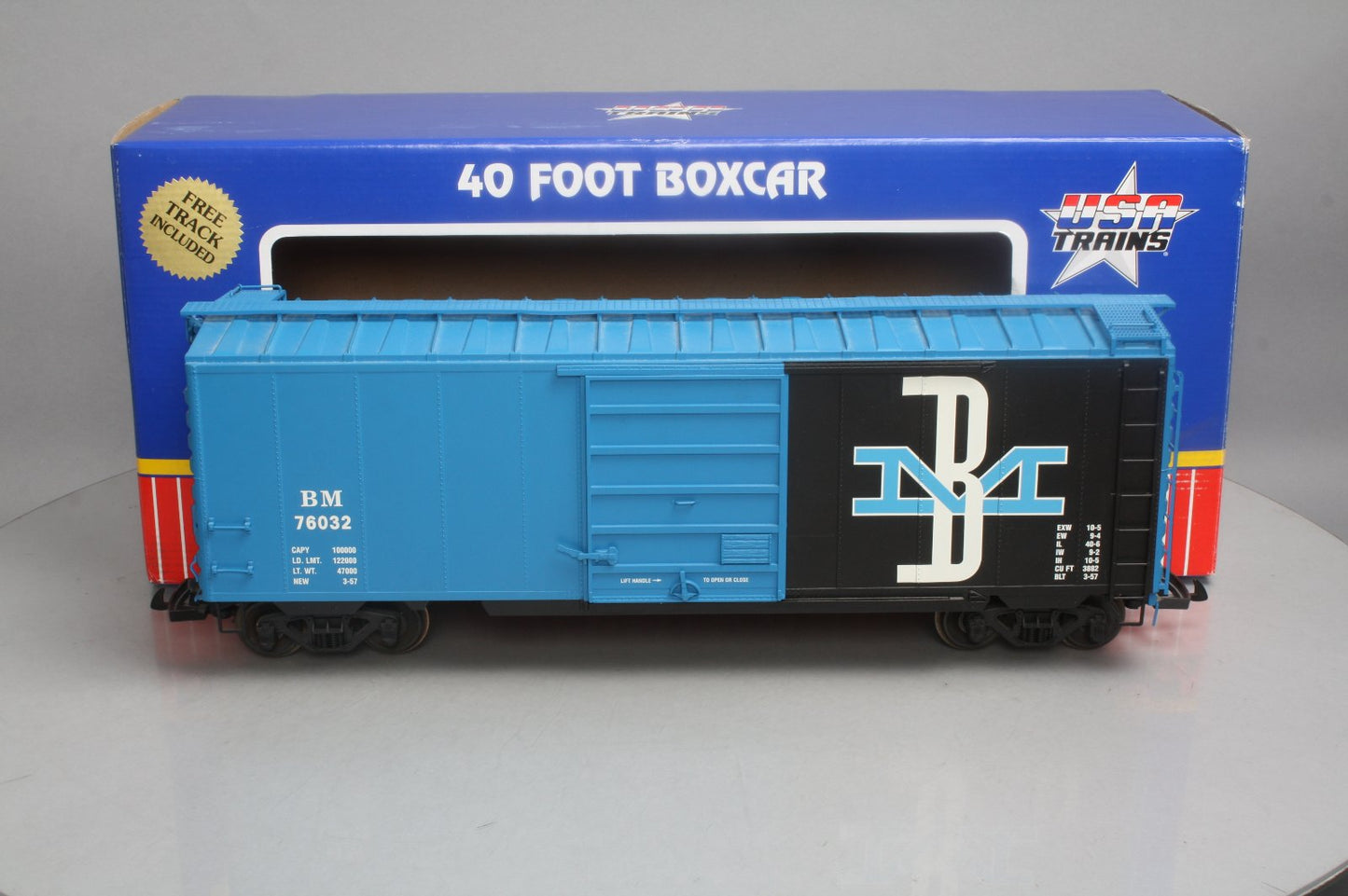 USA Trains R19217C G Scale Boston & Maine Boxcar #76034