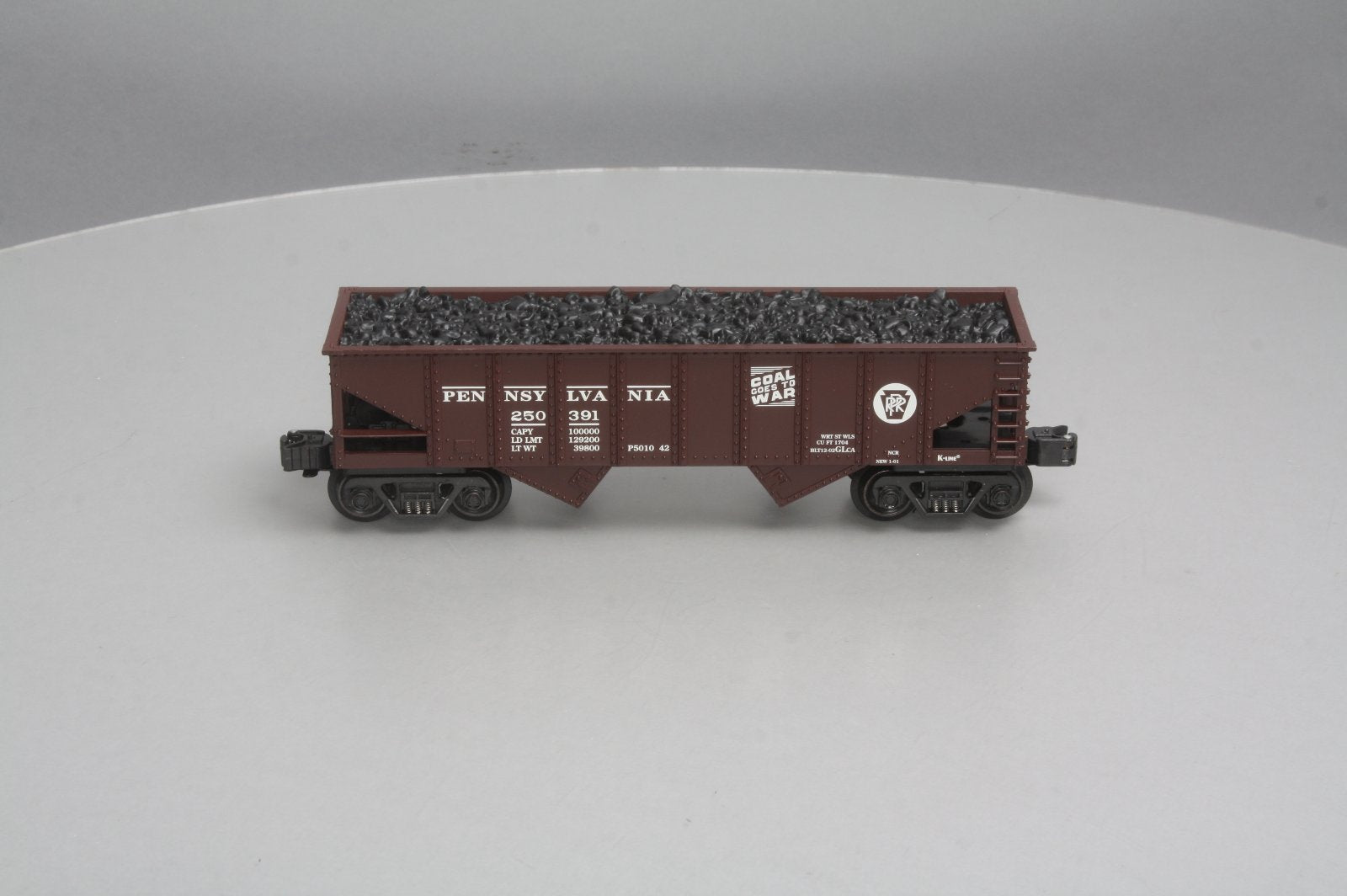 K-Line K622-1891 O Gauge Pennsylvania Railroad Hopper w/ Coal Load