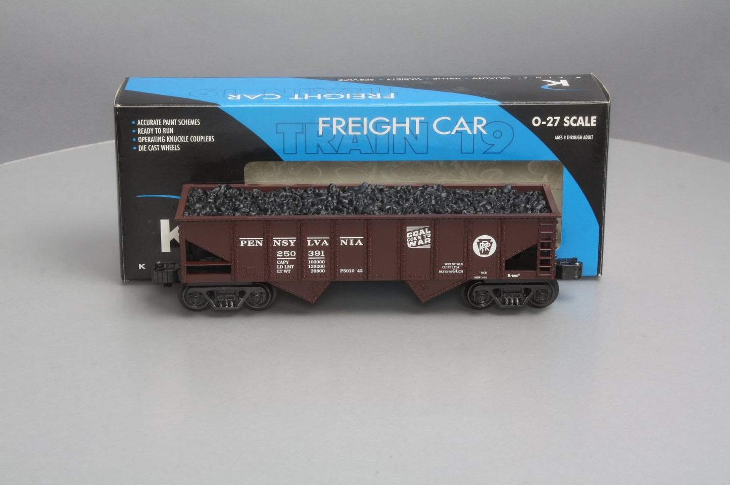 K-Line K622-1891 O Gauge Pennsylvania Railroad Hopper w/ Coal Load