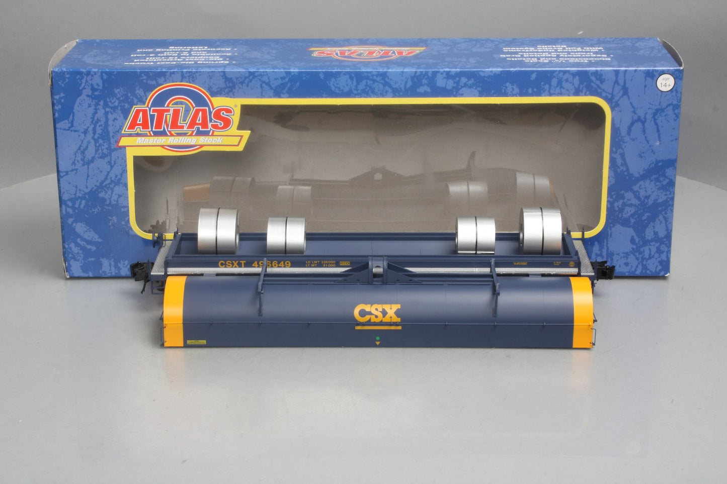 Atlas 3001702-3 O Gauge CSX 42' Coil Steel Car #496649 (3Rail) EX/Box