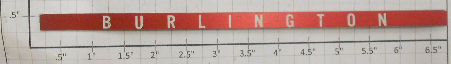 Lionel 9576-12 Red Burlington Passenger Car Nameplate