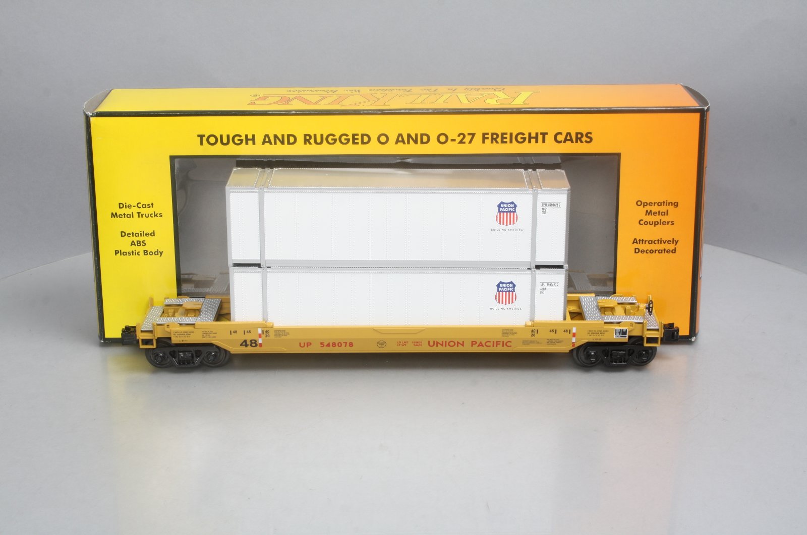 MTH 30-76468 O Gauge Union Pacific Husky Stack Car