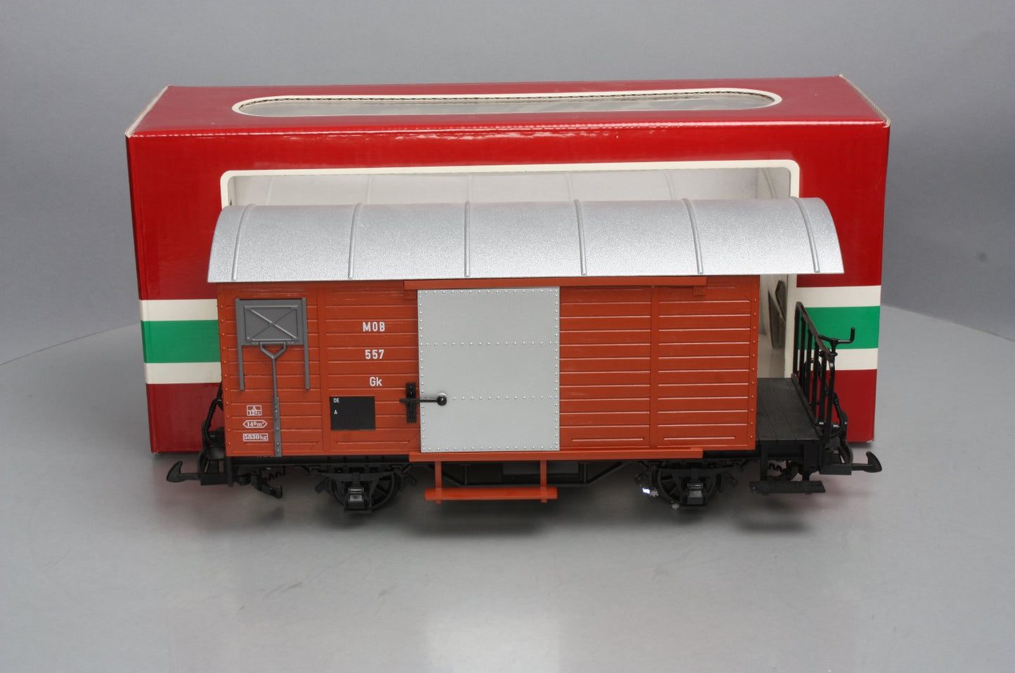 LGB 4027 G Scale Montreux Oberland Bernois (MOB) Steel Door Boxcar #557 LN/Box