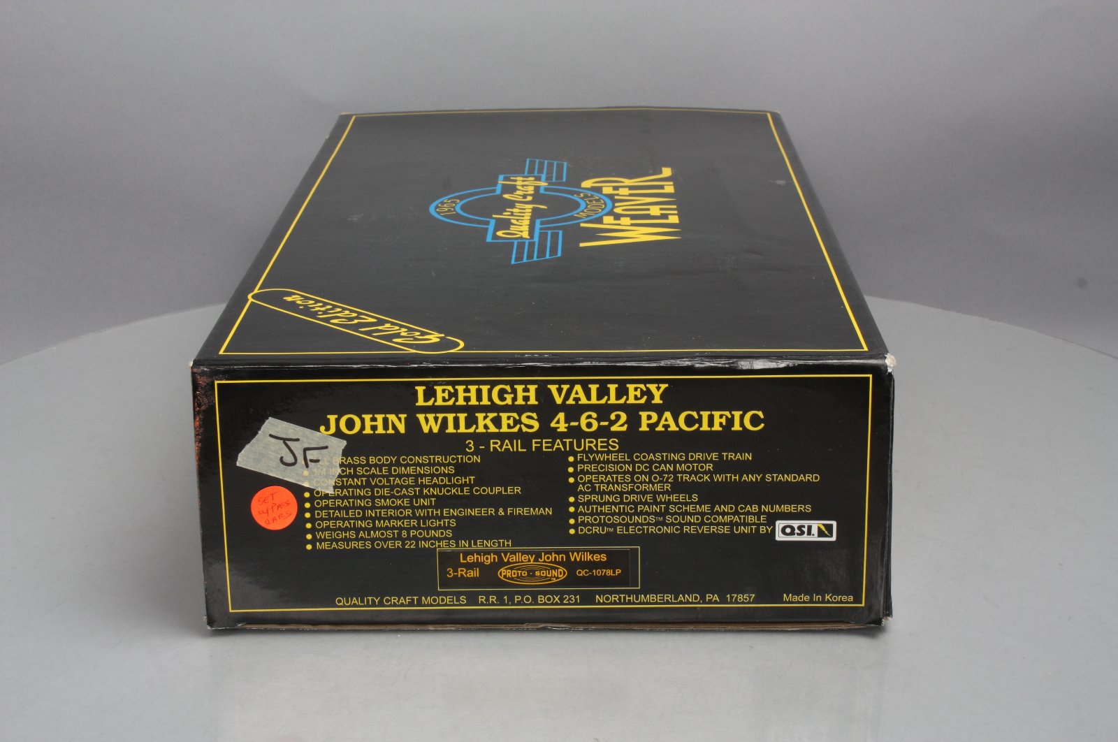 Weaver QC-1078LP O BRASS LV John Wilkes 4-6-2 Steam Loco & Tender - 3 Rail #2102 LN/Box