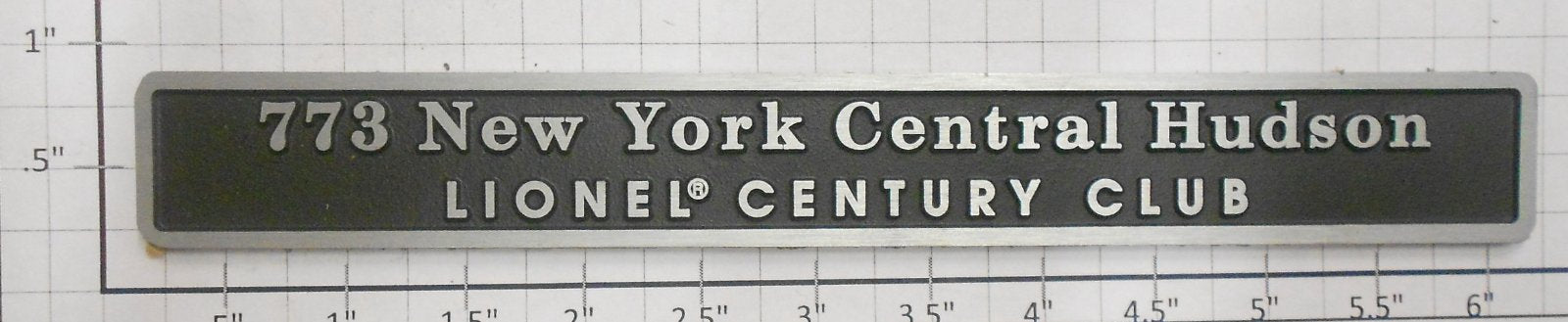 Lionel 773-100 New York Central Hudson Century Club Plate