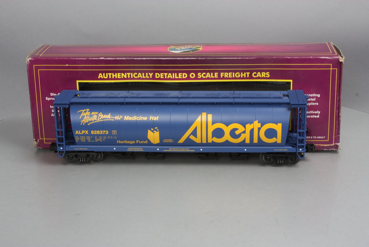 MTH 20-97444 O Alberta "Visit Medicine Hat" 4-Bay Hopper #628373 - 3 Rail LN/Box