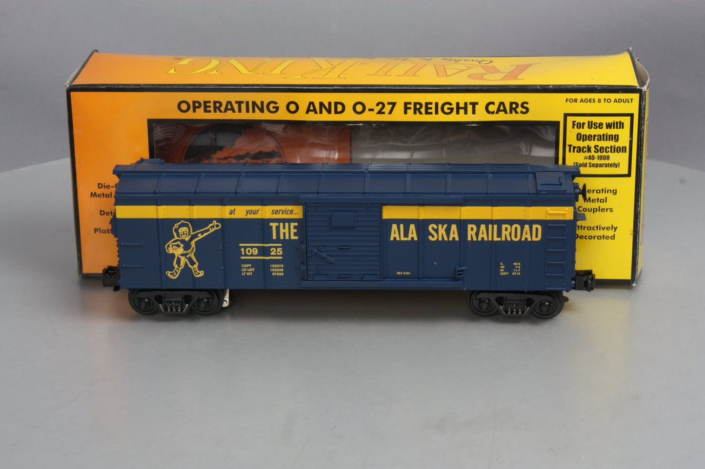 MTH 30-79125 O Gauge Alaska Operating Box Car w/ Signal Man #19025 NIB