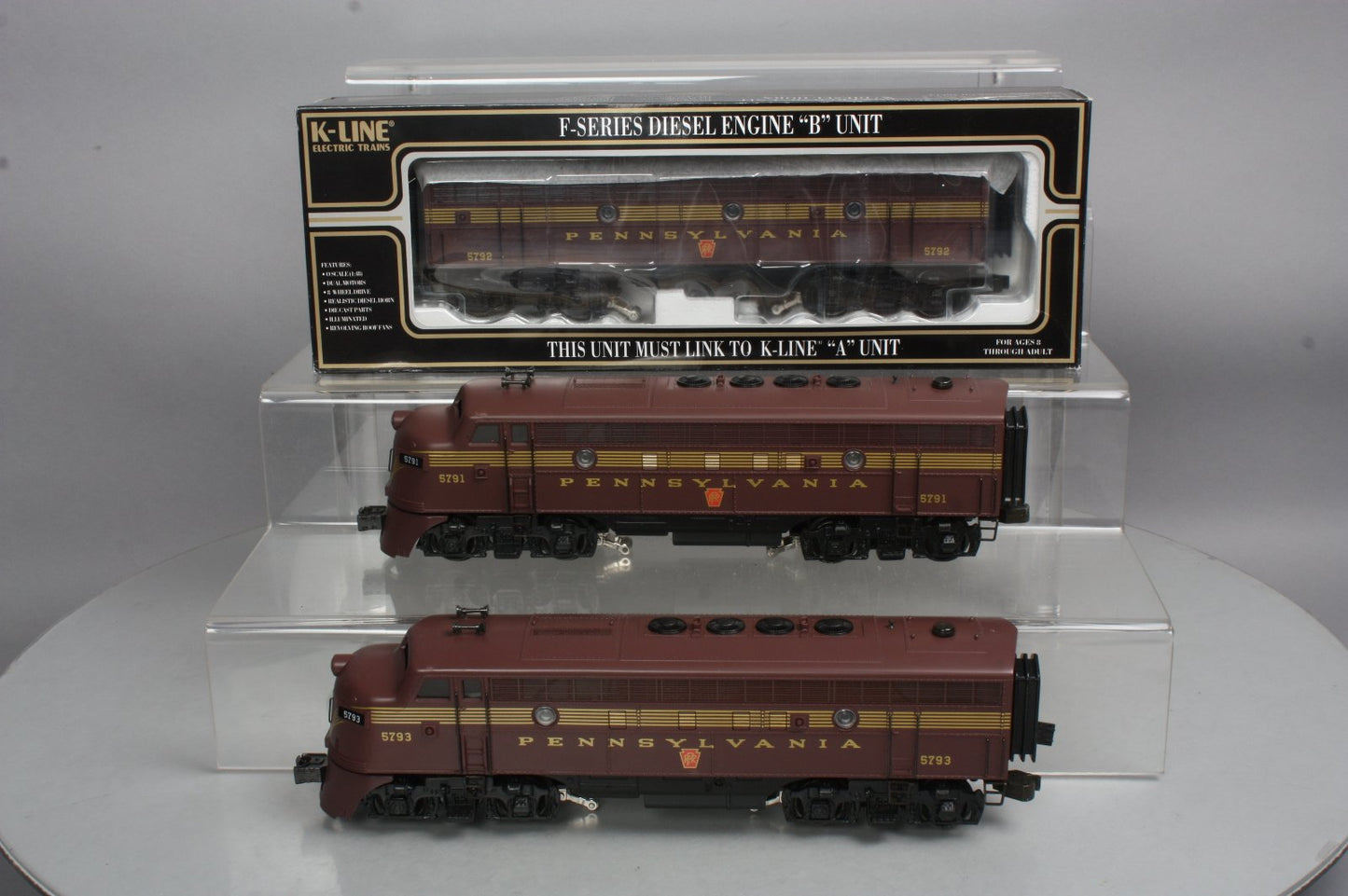 K-Line K25801 O Gauge Pennsylvania F7 ABA Diesel Set #5791/5792/5793 LN/Box