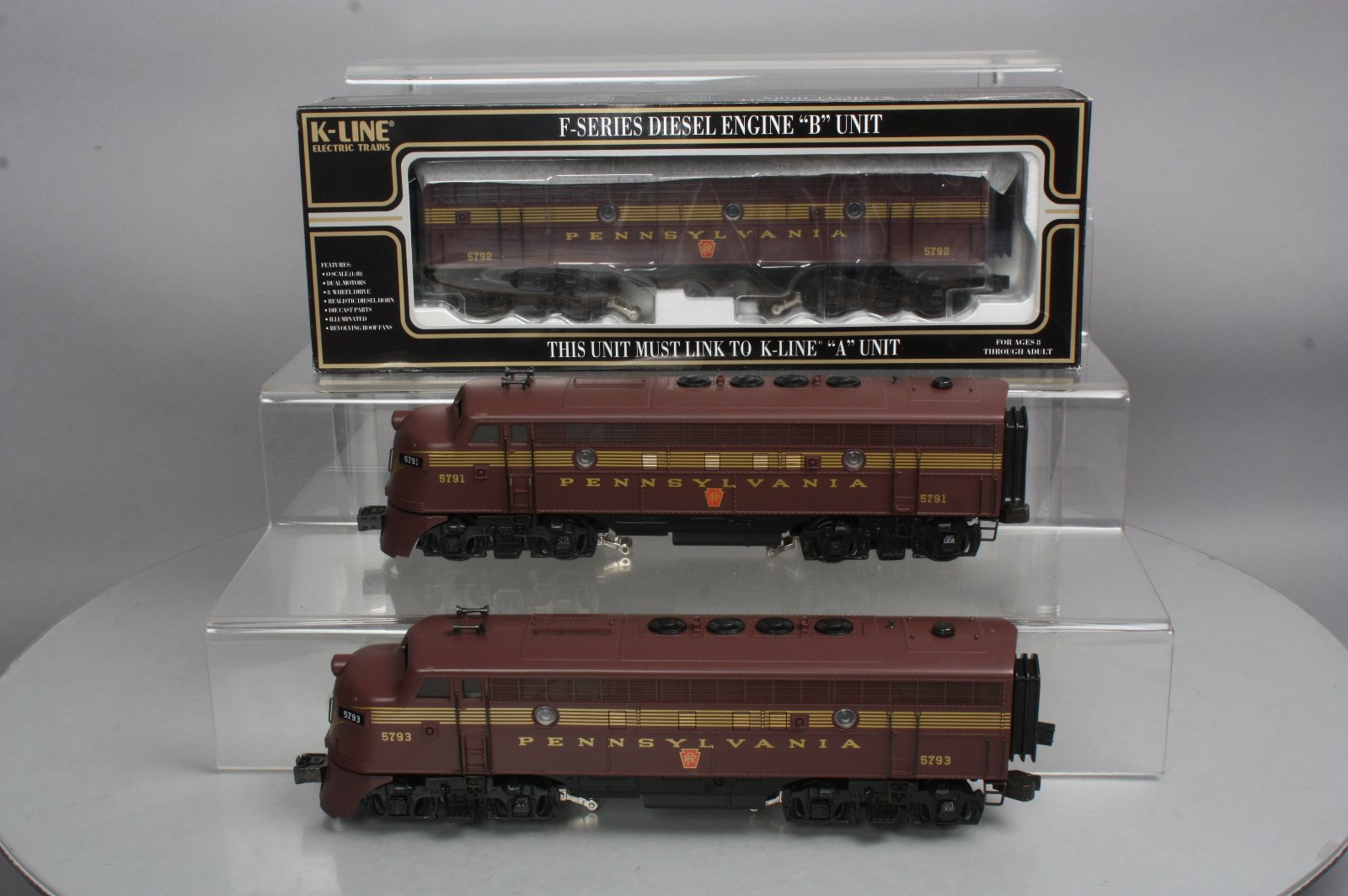 K-Line K25801 O Gauge Pennsylvania F7 ABA Diesel Set #5791/5792/5793 LN/Box