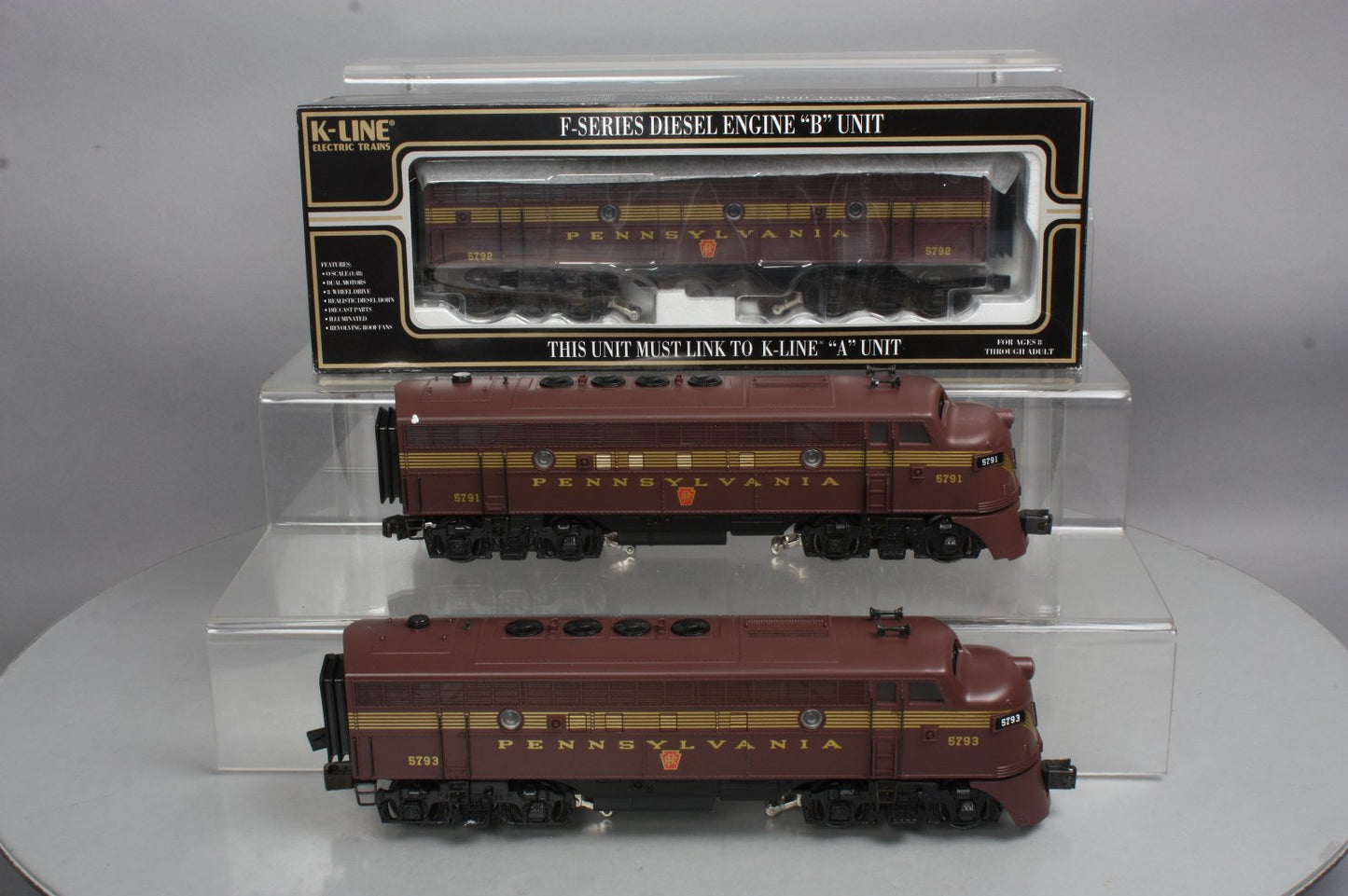 K-Line K25801 O Gauge Pennsylvania F7 ABA Diesel Set #5791/5792/5793 LN/Box