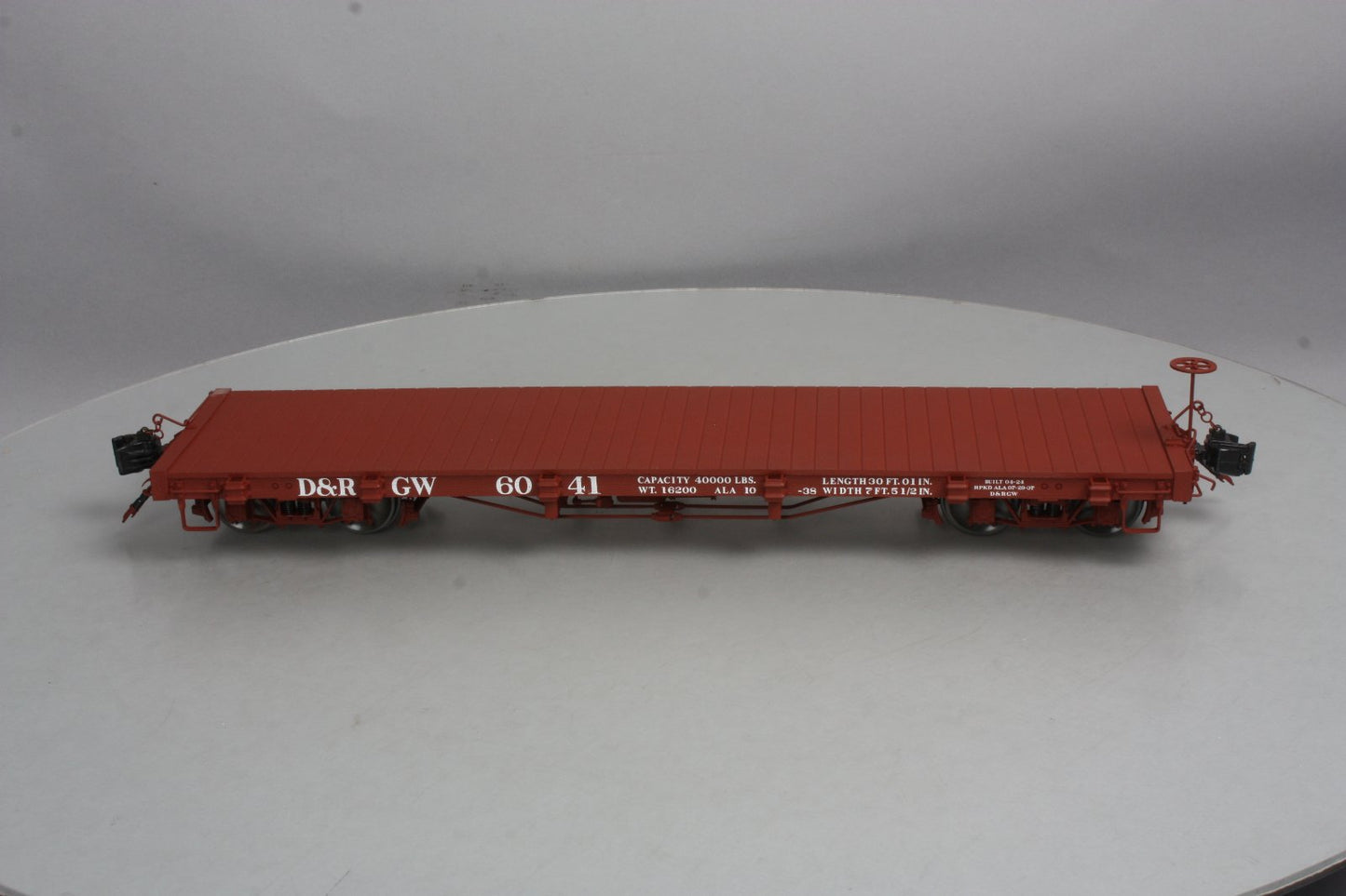 AMS AM31-342 Narrow Gauge 1:20.3 Scale D&RGW Flatcar - Metal Wheels LN/Box