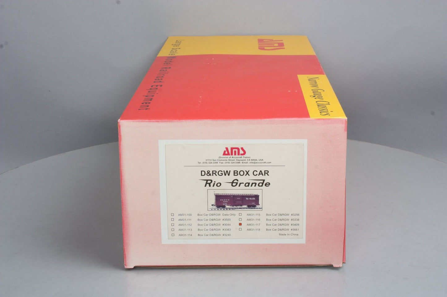 AMS AM31-117 G Scale D&RGW Boxcar #3409 (Metal Wheels) LN/Box