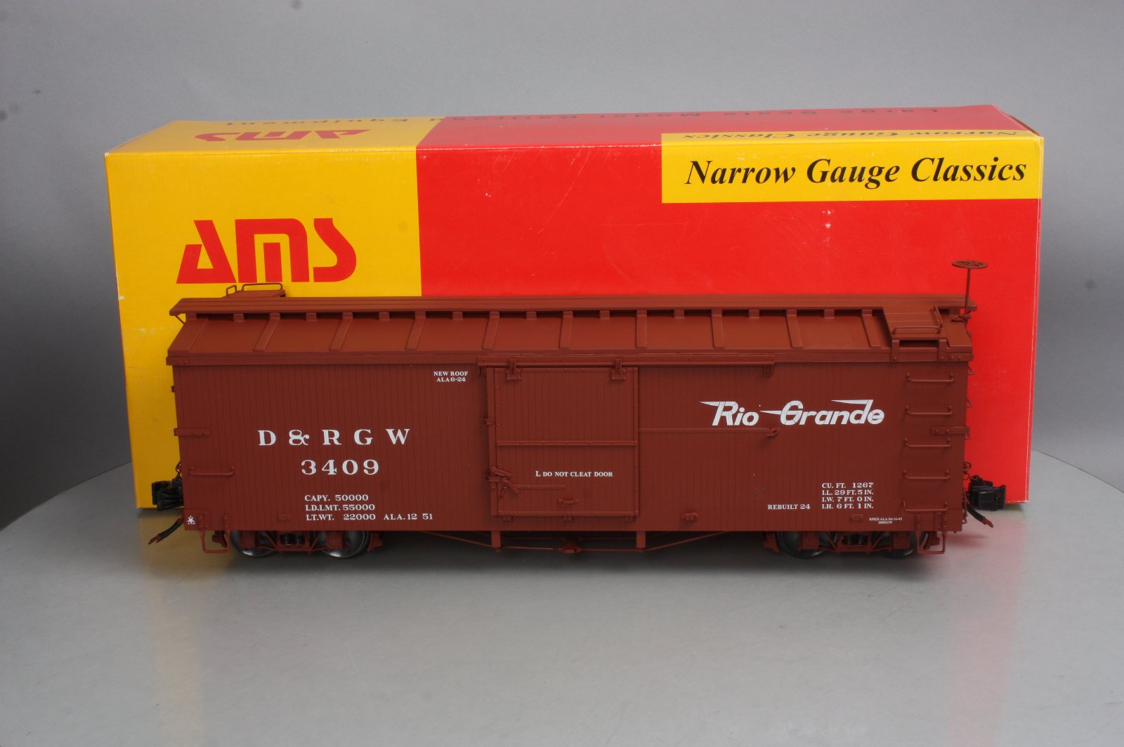 AMS AM31-117 G Scale D&RGW Boxcar #3409 (Metal Wheels) LN/Box