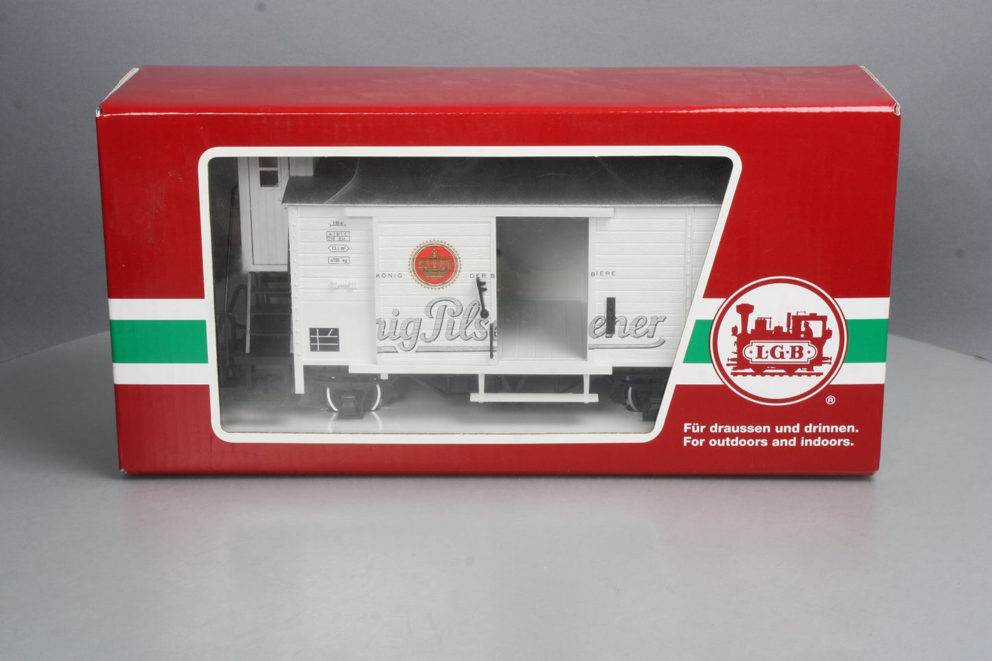 LGB 43265 G Scale Konig Pilsner Boxcar with Brakeman's Hut (Metal Wheels) LN/Box
