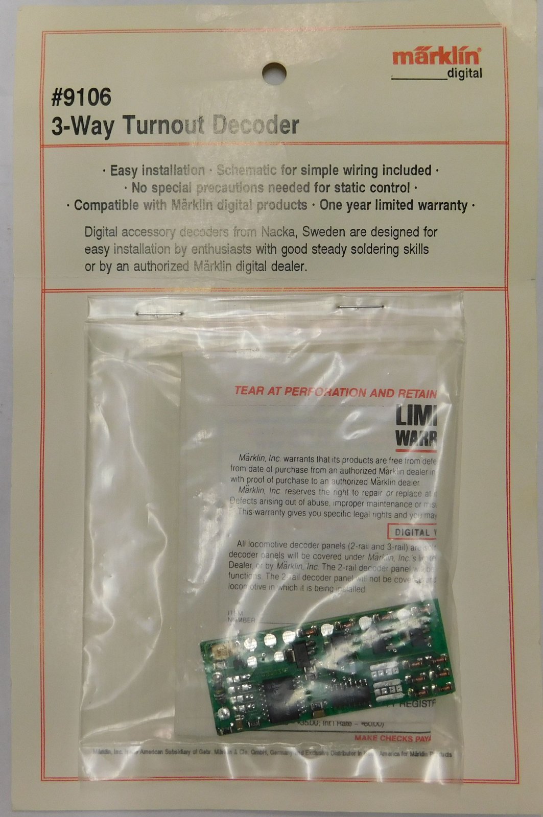 Marklin 9106 HO Scale 3-Way Turnout Digital Decoder
