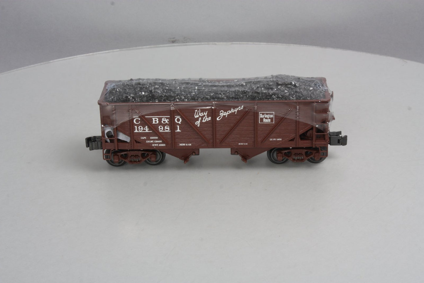 K-Line K6255-1331 O Gauge CB&Q 2-Bay DC Hopper w/ Coal Load #194981 LN/Box