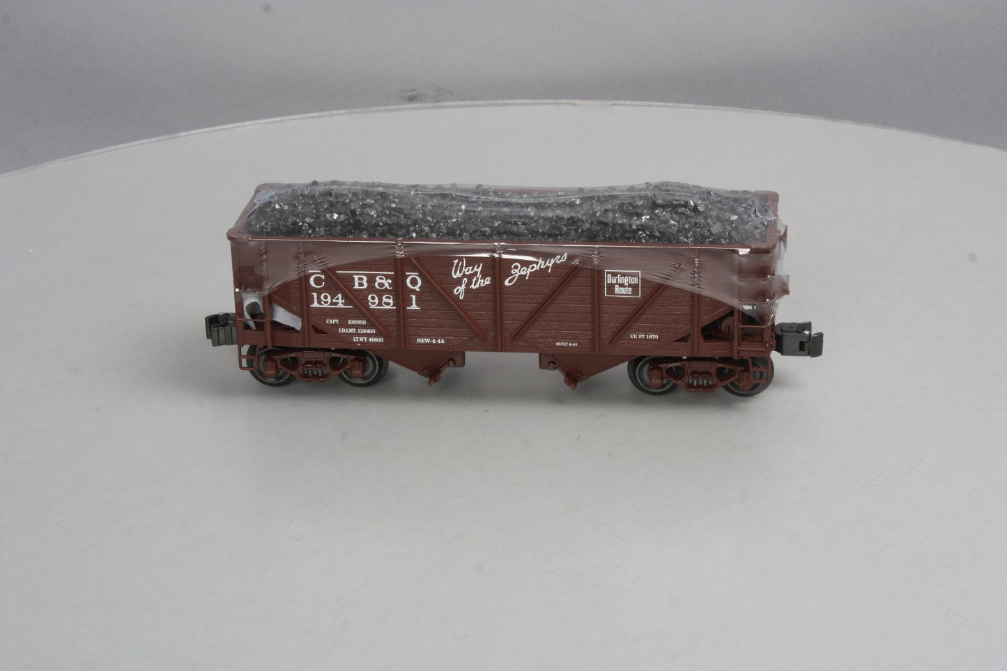 K-Line K6255-1331 O Gauge CB&Q 2-Bay DC Hopper w/ Coal Load #194981 LN/Box