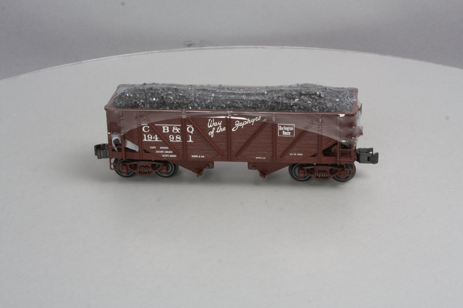K-Line K6255-1331 O Gauge CB&Q 2-Bay DC Hopper w/ Coal Load #194981 LN/Box