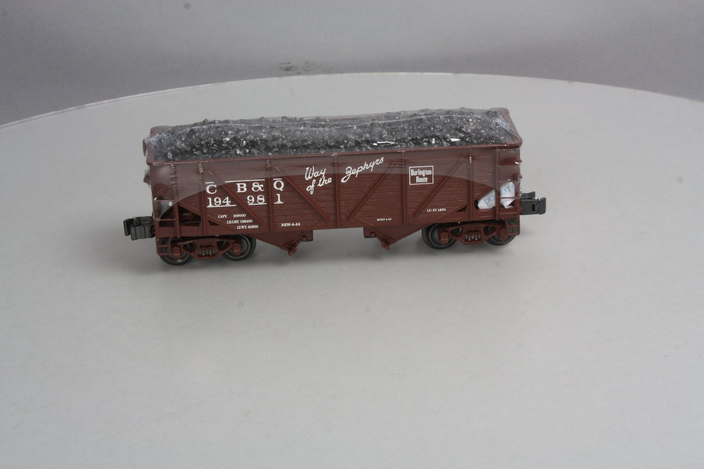 K-Line K6255-1331 O Gauge CB&Q 2-Bay DC Hopper w/ Coal Load #194981 LN/Box