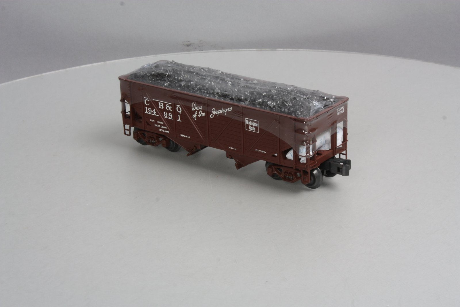 K-Line K6255-1331 O Gauge CB&Q 2-Bay DC Hopper w/ Coal Load #194981 LN/Box