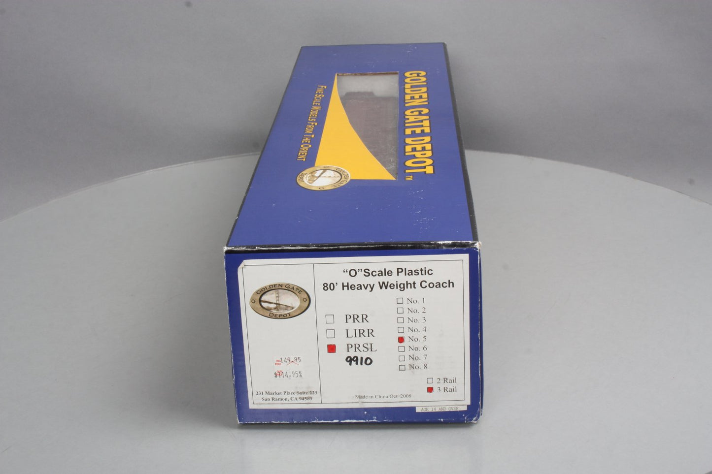 Golden Gate Depot PRSL Plastic '80 Heavy Weight Coach #9910 (3 Rail) LN/Box