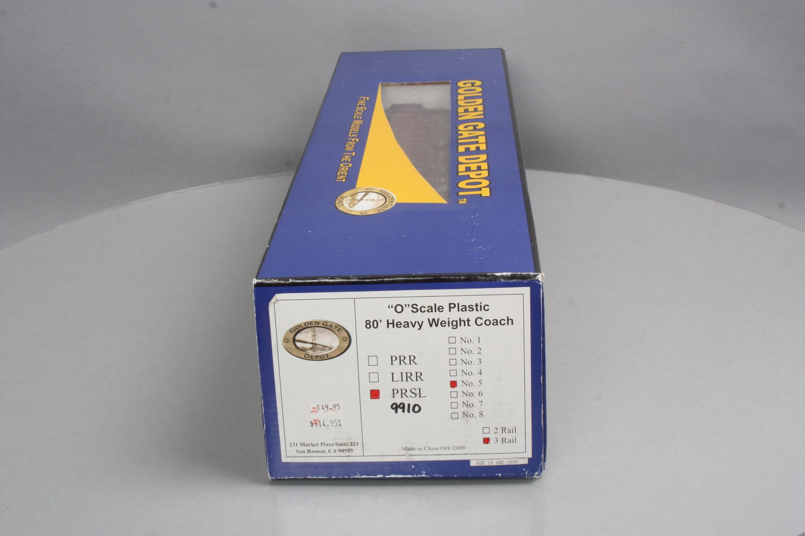 Golden Gate Depot PRSL Plastic '80 Heavy Weight Coach #9910 (3 Rail) LN/Box