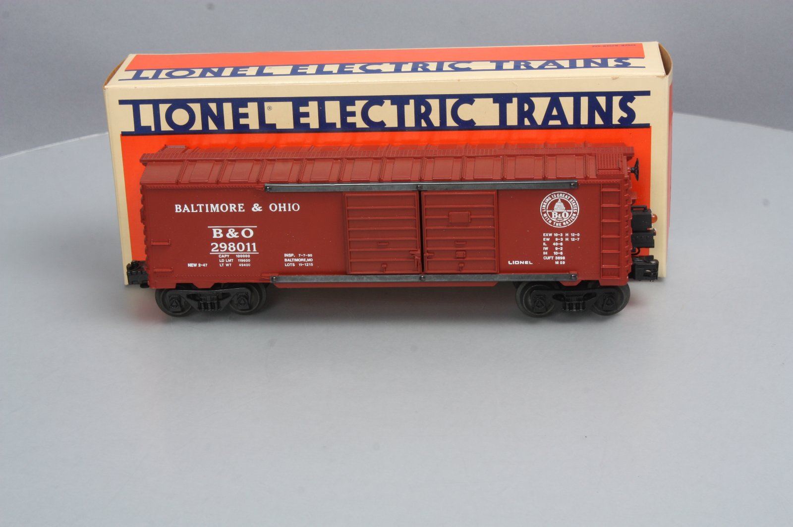 Lionel 6-17882 O Gauge LOTS-1990 Baltimore & Ohio Double Door Boxcar w/ ETD EX/Box