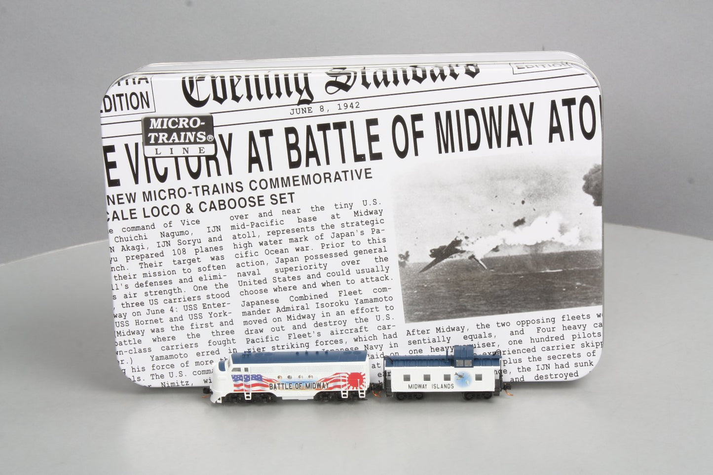 Micro-Trains 99321081 N Scale Battle of Midway Commemorative Loco & Caboose Set LN/Box
