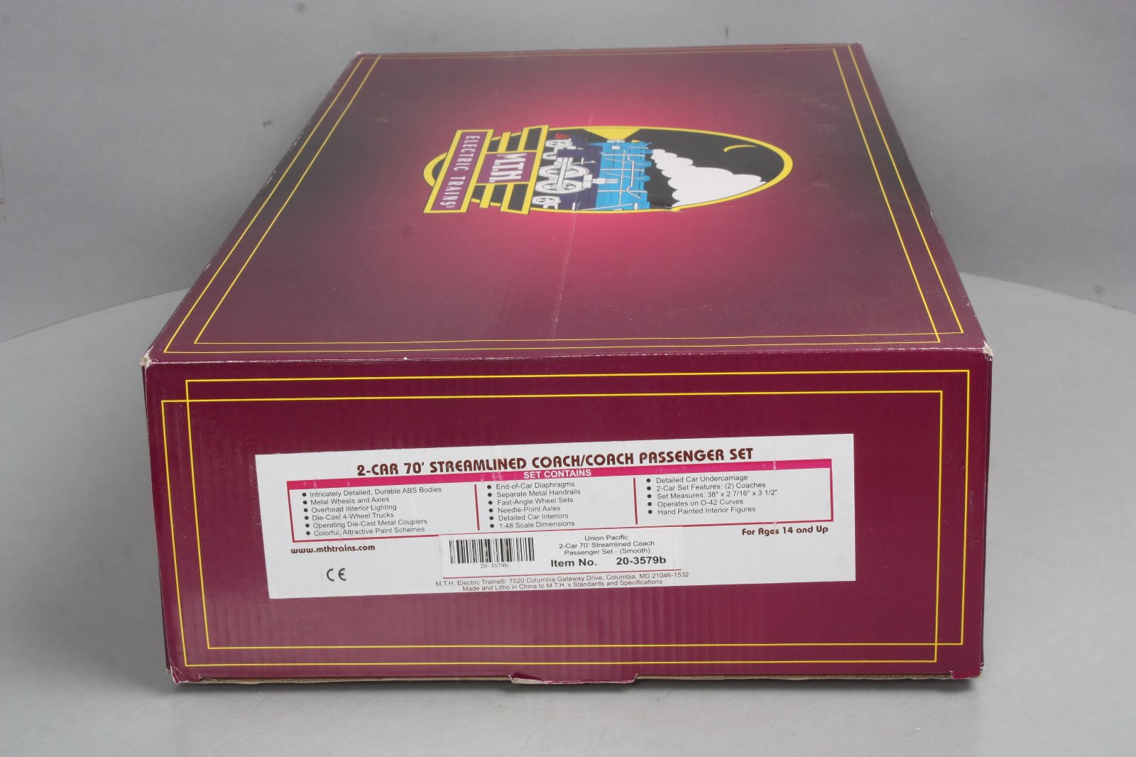 MTH 20-3579A O Union Pacific 70' Streamlined Bag/Obs Passenger Set (Set of 2) LN/Box