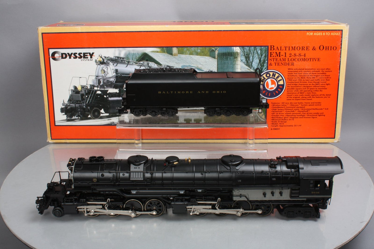 Lionel 6-28051 O Gauge B&O EM-1 2-8-8-4 Steam Locomotive & Tender #7616 LN/Box