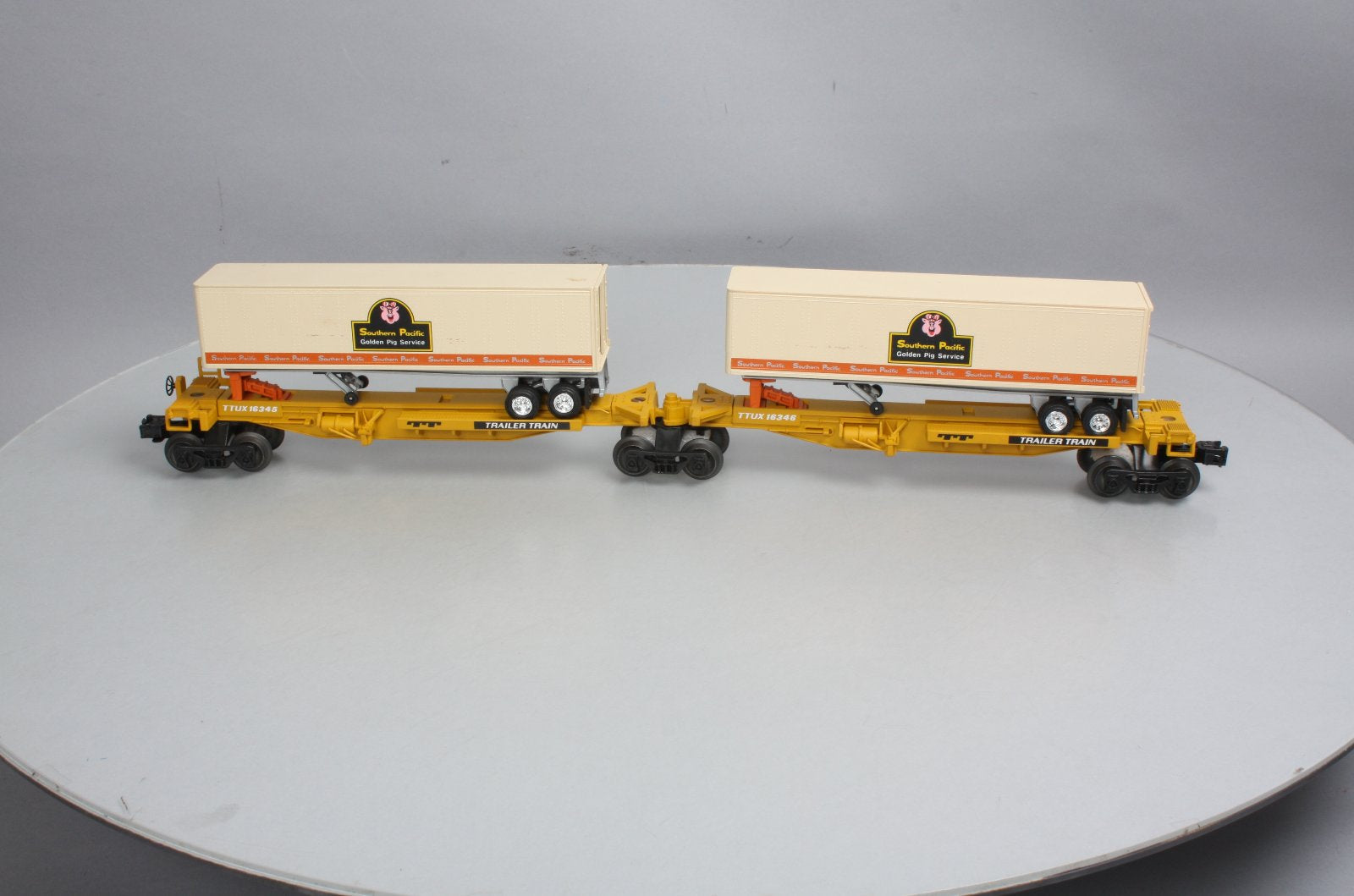 Lionel 6-16345 O TTUX Flatcar w/ Southern Pacific Trailers #16345 #16346 LN/Box